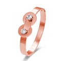 Elegante bracciale in acciaio al titanio oro rosa con due accenti in zircone tondo - Oro rosa