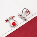 Silver snowman alloy pendant with red enamel details for DIY Christmas jewelry making - 8# Hollow Silver K Reindeer