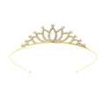 Eleganter goldener Diadem-Haarreif mit glitzernden Strasssteinen für Mädchengeburtstage - Klassische Lotusblatt-Stil Goldene Krone (Stil 60)