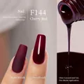 Glossy and matte cherry red plant-based nail gel polish in shade F144 with rich finish - F144 Cherry Red