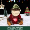 Santa Claus burlap gift bag with heart window and green snowflake hat for Christmas candy - Transparent Heart Apple Bag Santa