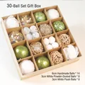 Set da 30 pezzi di palline di Natale bianche e dorate in una scatola regalo kraft - Verde