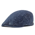 Donkerblauwe denim pet met contrasterende stiksels en verstelbare koperen gesp - Donkerblauw