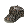 Detail shot of the metallic leopard print texture and stitching on the baseball cap - M(56-58cm) / Black
