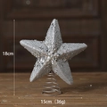 Silver glitter Christmas tree topper star with metal base, 18cm height decorative ornament - 15cm Sequined Tree Top Star Silver