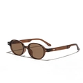Retro-ovale, teebraune Sonnenbrille mit modischen Metallnieten auf Acetat-Rahmen - Braun