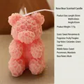 Pink rose bear scented candle with sweet persimmon fragrance, size 55x65x85mm - Large Rose Bear Pink (Scent: Sweet Persimmon & Coriander)