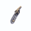 Retro titanium steel feather pendant with golden eagle claw in silver and gold finish - Style A Eagle Claw Feather Pendant (No Chain)
