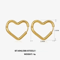 Golden heart-shaped stainless steel earrings measuring 2.4cm by 2.2cm and weighing 4g - Gold
