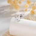 Minimalist hexagram cut zircon cartilage stud with silver flat back screw in base - White Hexagon Zirconia Style (A923-1)