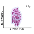 Rosa Kronen und Dollarzeichen Stickpatch mit Maßangaben von 7,3 cm x 4,2 cm - 3# Krone Dollarzeichen