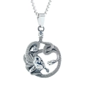 Retro Medusa pendant necklace in silver stainless steel with detailed relief design - Pendant with Chain