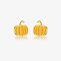 Cute S925 sterling silver pumpkin stud earrings with orange enamel and golden finish - Pumpkin / 925 Silver