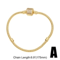 Gold-plated 6.9-inch snake chain bracelet with sparkling pavé cubic zirconia clasp - Gold - Barrel Clasp Bracelet