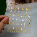 Waterproof nail sticker XZ-D2306 featuring gold and white cat and heart patterns - Cat Paw Print Style (XZ-D2306) / Gold