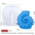 Moule en silicone conque pour bougies et plâtre, 99x62x92mm avec bougie bleue finie - Conque A (HY-84)