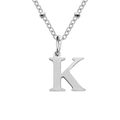 Silver titanium steel necklace with letter K pendant and delicate bead chain design - Letter K / Silver