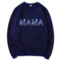Navy blue Mama Est 2025 Coquette Hoodie in a classic flat lay view with M size tag - S / Navy Blue