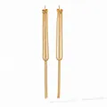 Minimalist long gold-plated box chain tassel drop earrings for a modern luxury look - Box Chain Tassel Studs (KDE1112)