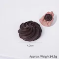 Realistic chocolate spiral cookie model keychain pendant accessory, 4.2cm diameter - Deep Coffee Spiral Flower Cookie - No Ring