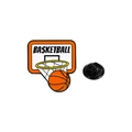 Pin de esmalte de baloncesto creativo con corona naranja y cierre de mariposa negro - Tablero de Baloncesto
