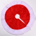 Jupe de sapin de Noël en peluche rouge avec bordure en fausse fourrure blanche et volants - Jupe de Sapin Mini en Peluche Rouge avec Bord Blanc