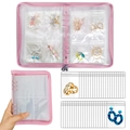 Pink zippered jewelry binder with transparent PVC pouches and 4-slot internal storage pages - Pink Jewelry Set