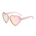 Pink heart-shaped sunglasses with translucent frames and gradient reflective lenses - Pearly Pink Purple Pink Mirror Polarized