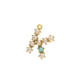 Golden letter K pendant with elegant white pearls and a sky blue bead accent - Pearl Letter K - Blue