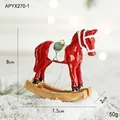 Addobbo natalizio a cavallo a dondolo in resina rossa con base dorata vintage - Rosso