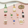 Collection of creative colorful enamel beer and wine bottle alloy charms for DIY jewelry - Drip Oil Wine Glass Series 10-Piece Set