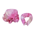 Set bigodini senza calore in seta rosa tie-dye con cuscino da collo e chiusura a scatto - Rosa Arancione Giallo (Bigodino + Cuffia + Sacchetto OPP)
