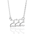 Silver angel number 222 necklace with sparkling micro-pave cubic zirconia pendant - Platinum-222