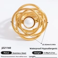 Gold multi-layer stainless steel ring featuring a central pearl accent and waterproof finish - Pearl Wrap Ring (JZ21160)