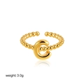 Minimalistischer Perlenring mit 18K Goldbeschichtung und einem Großbuchstaben C - Buchstabe C Stil (T249_3)