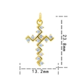 Gold-plated copper cross pendant with sparkling clear gemstones, 23.8mm x 13.2mm size - Gold White Zirconia-Cross 0784