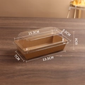 Kraft sandwich box with transparent lid and clear dimension markings in centimeters - Medium Rectangular Kraft