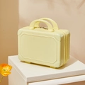 14-inch creamy yellow hardshell carry-on makeup case with wave trim and dual handles - Light Yellow