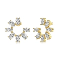 Elegant gold S925 silver stud earrings with oval-cut zircons in a C-shaped layout - Oval Cluster Design(DY110305-S-G-WH) / Gold White Zirconia