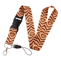 Lanyard card holder featuring heart patterns in brown and beige with a quick-release buckle - Brown Heart / Lanyard Only