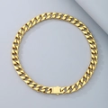Golden vacuum plated stainless steel Cuban link necklace with flat chain design and snap clasp - Double Push Buckle (13mm Width) / 45cm / Gold