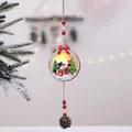 Lighted Christmas snowman wooden ornament with pine cone and warm LED glow - Wreath Snowman