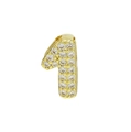 Gold plated brass number 1 pendant with shimmering cubic zirconia stones for DIY jewelry - Number 1 / Gold