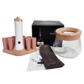 Set pulitore elettrico per pennelli trucco con rotazione automatica e 8 adattatori - Gen 1 Batteria Rosa