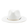 Dettaglio di un cappello di paglia bianco con trama fine e fascia decorativa nera - M (56-58cm) / Bianco