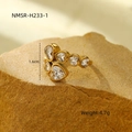 Detail shot of gold heart ring with cubic zirconia showing 1.6cm height and 4.7g weight - Multi Heart Gemstone Gold Ring (NMSR-H233-1)