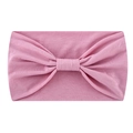 Knotted pink cotton headband for women featuring a soft ribbed knit texture and stylish bow design - Pink
