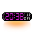 Reloj de pared digital con pantalla LED grande y números rosas que muestran la hora - Rosa Oscuro