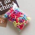 Bulk pack of colorful high-elastic plush hair ties for kids in a clear polybag - Spring Color Flower Hair Ties