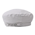 Dettaglio del basco in pelle PU bianca con catena in metallo argento e cuciture - M(56-58cm) / Bianco